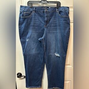 24W Terra & Sky ankle length deconstructed jeans.